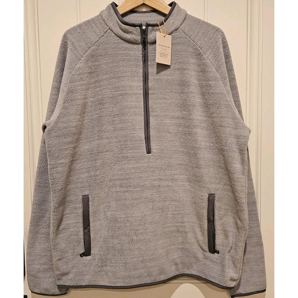 Peter Millar Gale Gray Fleece Half-Zip MF24EZ28 Pullover Fleece NWT L